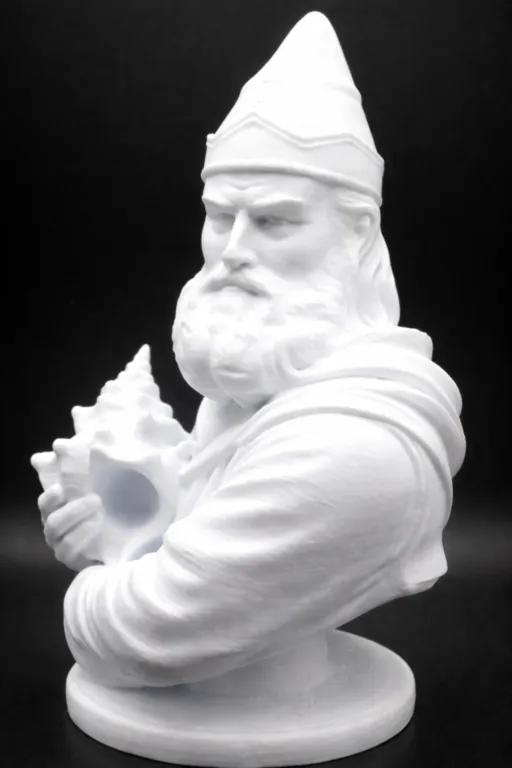Figurine-corse-Buste de Sambucucciu d’Alandu en PLA blanc, vue de trois quarts Figurine-corse-buste-sambucucciu-alandu-15cm-trois-quarts.webp