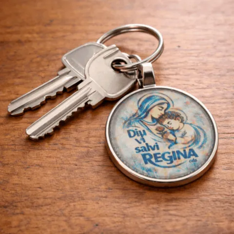 Porte-clé corse en métal Diu vi salvi Regina avec des clés porte-cle-corse-metal-diu-vi-salvi-regina-cles.webp