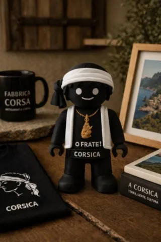 Figurine corse Maiò O Frate mise en situation avec des créations Fabbrica Corsa figurine-corse-maio-o-frate-15cm-mise-en-situation.webp