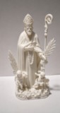 Figurine de Saint Érasme en PLA blanc avec mitre, crosse, chapelet et deux anges, vue de face figurine-saint-erasme-corse-face.jpg