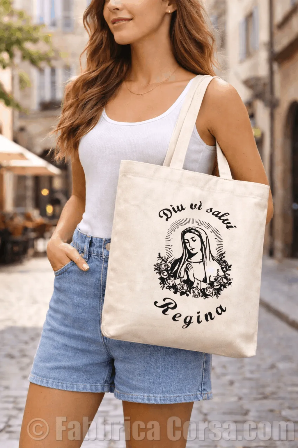 Tote bag Diu vi salvi Regina noir et blanc | Fabbrica Corsa®
