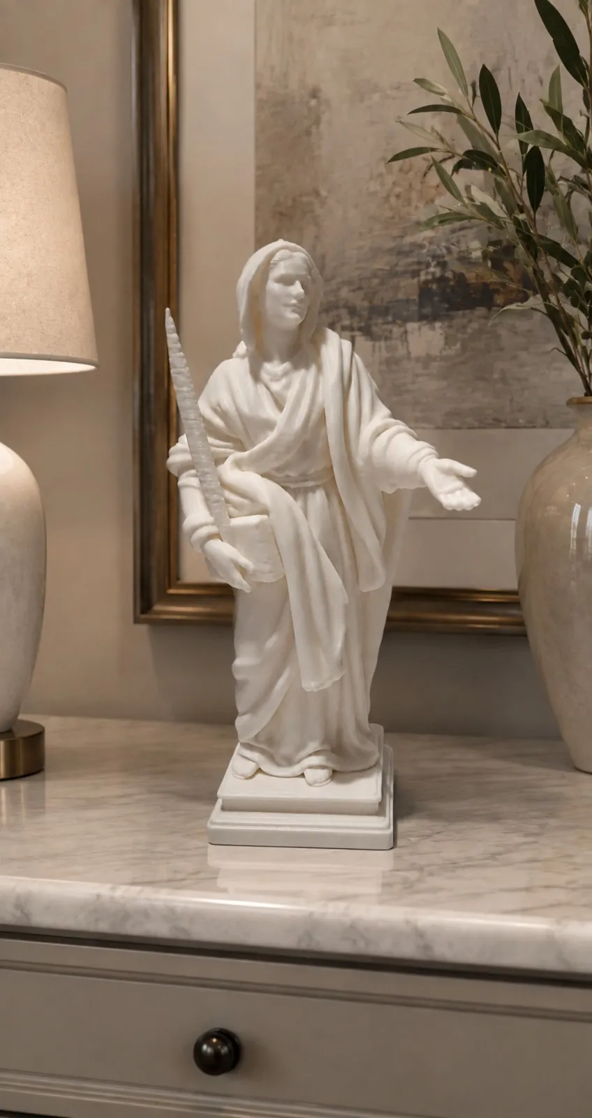 figurine-sainte-restitude-corse-sur-commode-de-marbre