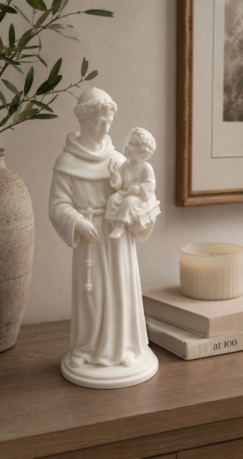 figurine-saint-antoine-de-padoue-corse-15cm-sur-buffet-en-bois