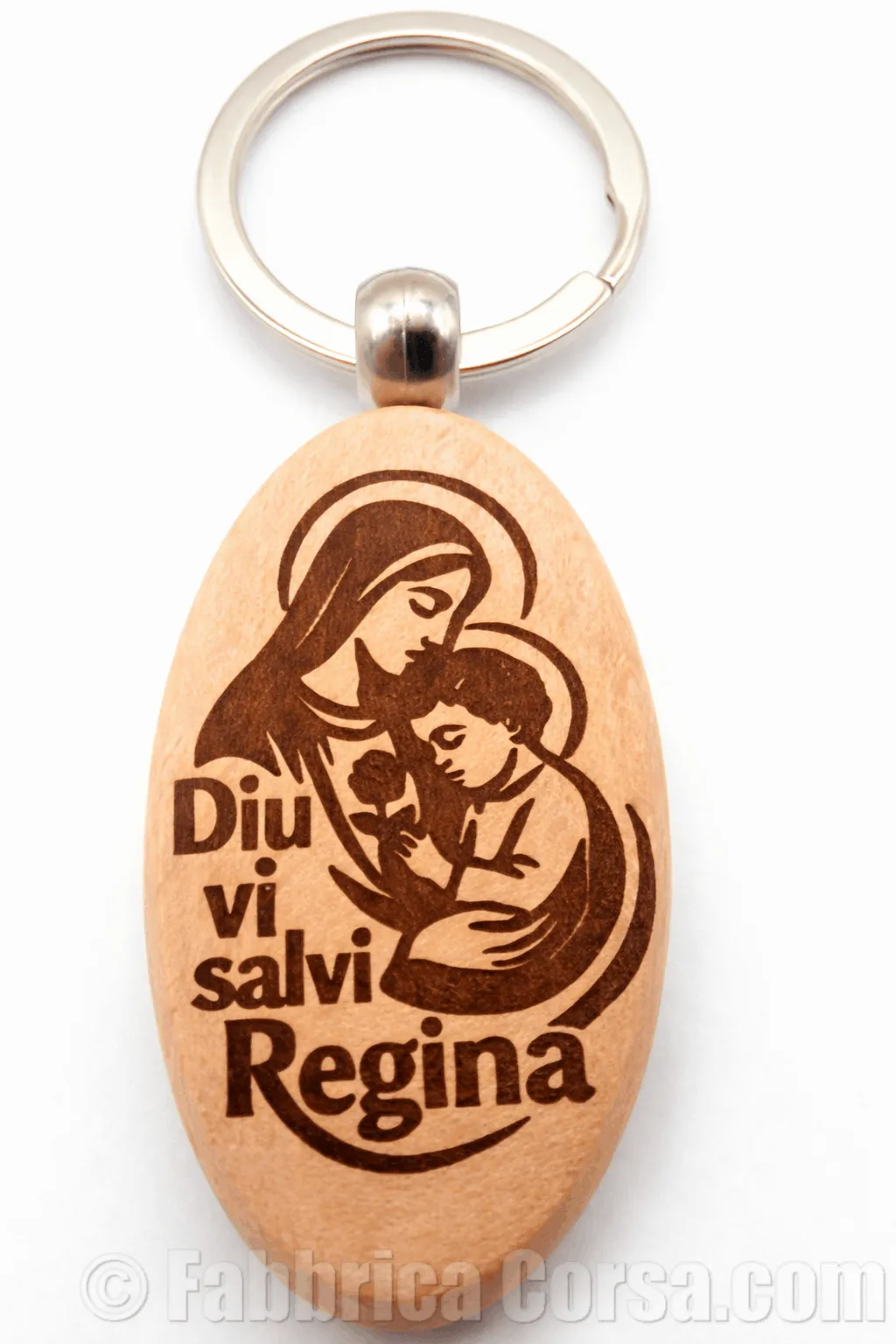 Porte-clé corse « Diu vi salvi Regina » en bois gravé