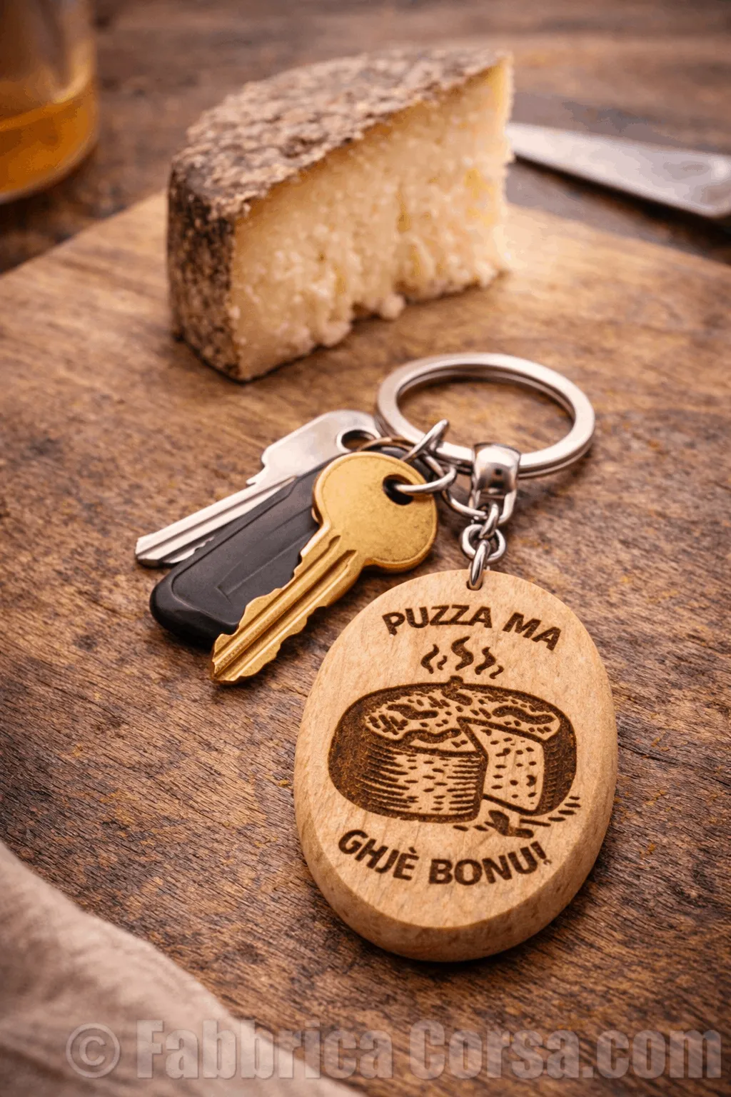 porte-cle-corse-bois-puzza-ma-ghje-bonu-avec-cles